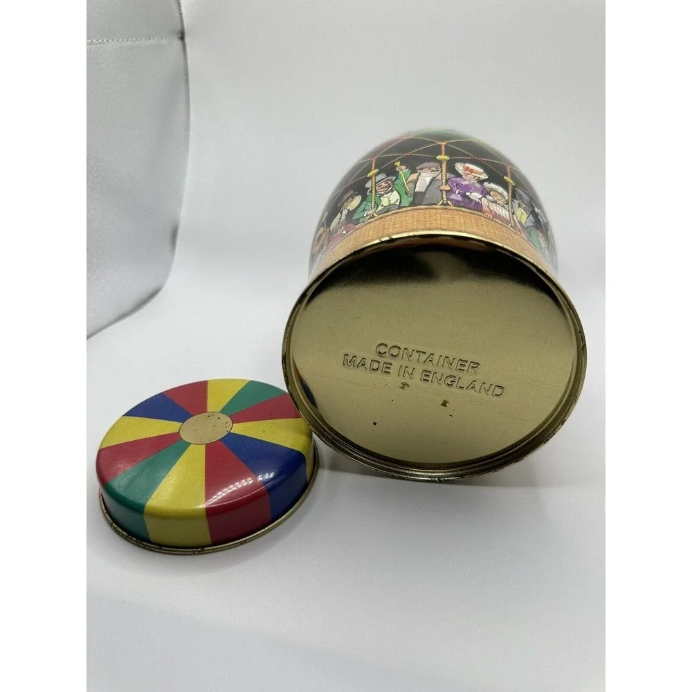 Vintage Wilson's Tin Toffee Hot Air Balloon Multicolor Metal w Lid 1996 Circus